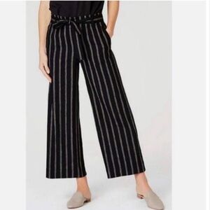 J.Jill Belted Striped Women's Wide-Leg Linen pants with pockets sz Med